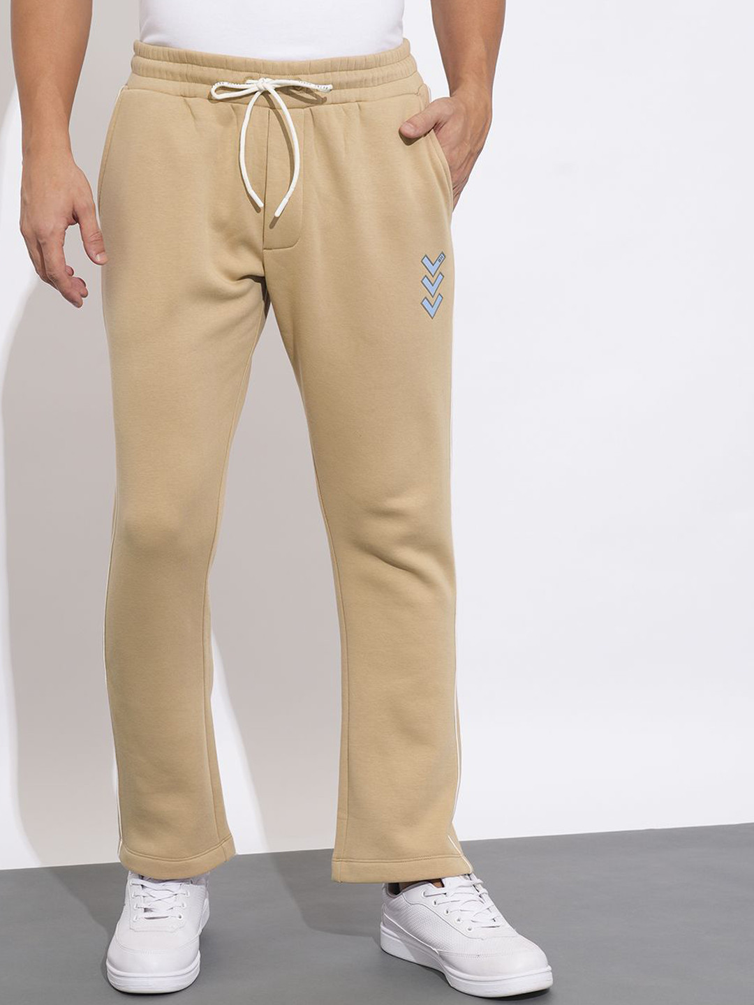 

Being Human Solid Men Mid-Rise Track Pants, Beige