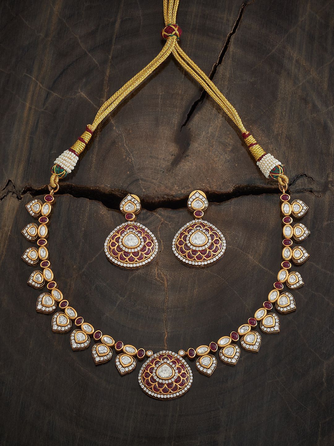 

Kushal's Fashion Jewellery Kundan Studded Jewellery Set, Gold