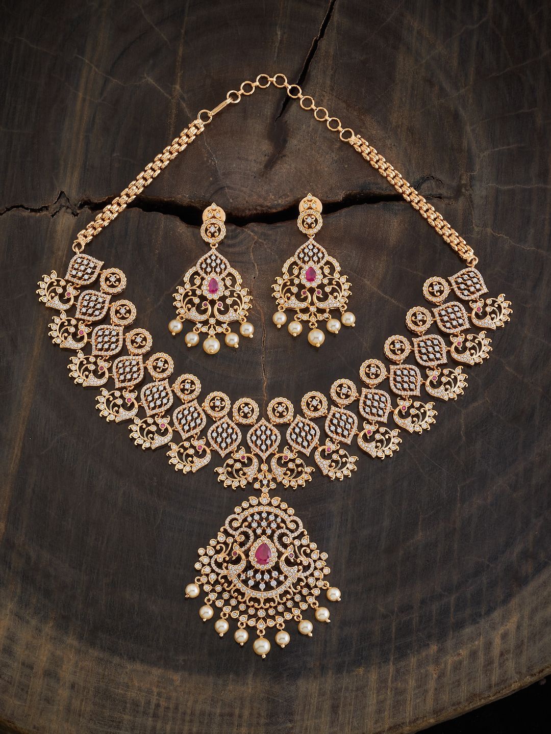 

Kushal's Fashion Jewellery Gold-Plated Cubic Zirconia Studded Jewellery Set