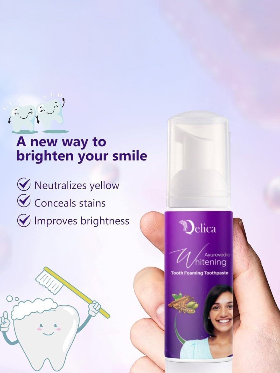 

Qelica Whitening Foaming Toothpaste 60 ml, Purple