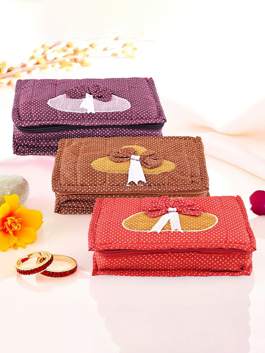

Kuber Industries Purple 3 Pieces Printed Jewellery Organiser