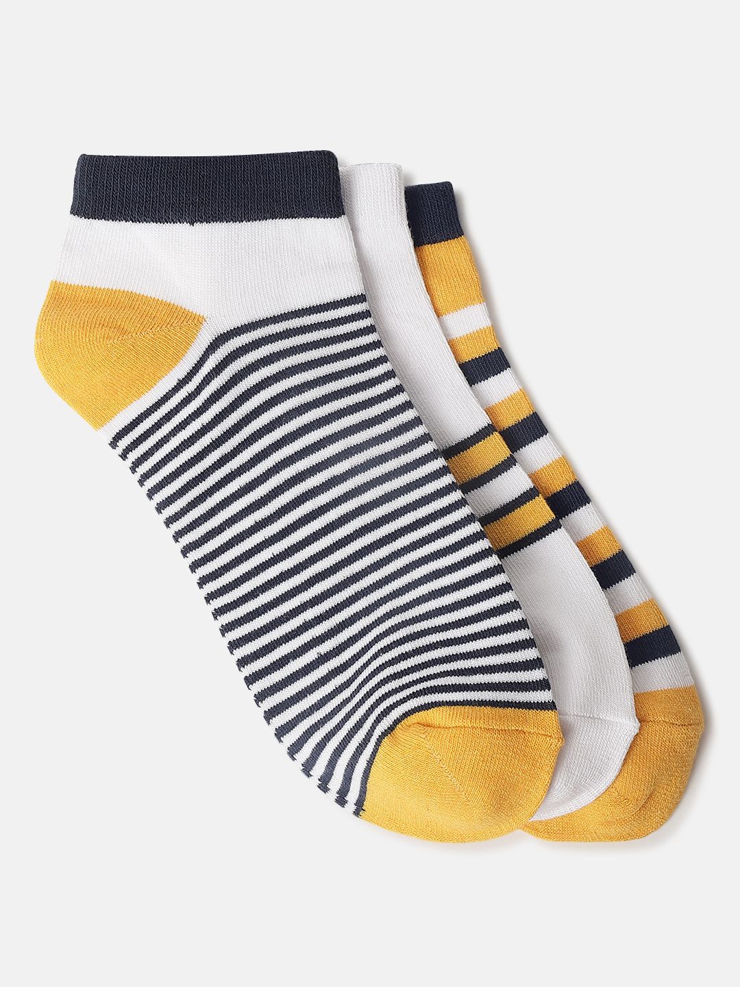 

Iconic Men Pack Of 3 Striped Ankle-Length Socks, Yellow