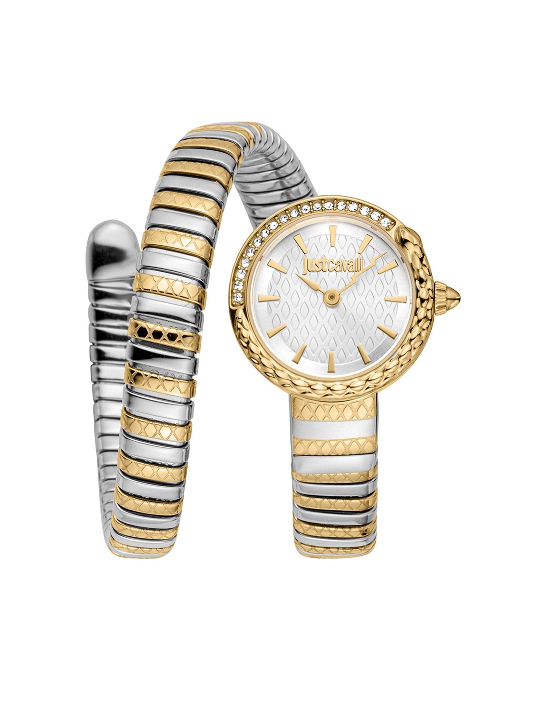 

Just Cavalli Unisex cerchio snake Embellished Dial & Wrap Around Straps Watch JC1L301M0065, Silver