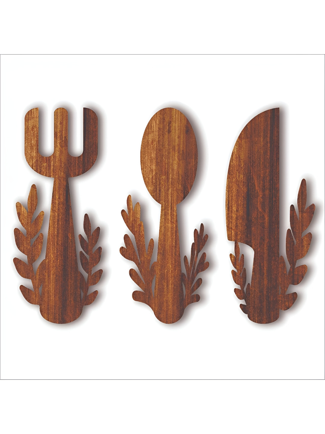 

CVANU 3Pcs Brown Wooden Wall Decor Hangings