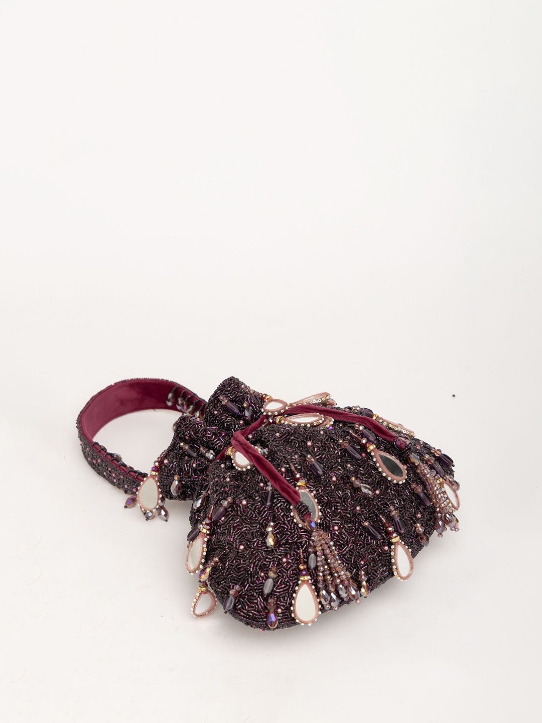 

EENA Embroidered Potli Clutch, Purple