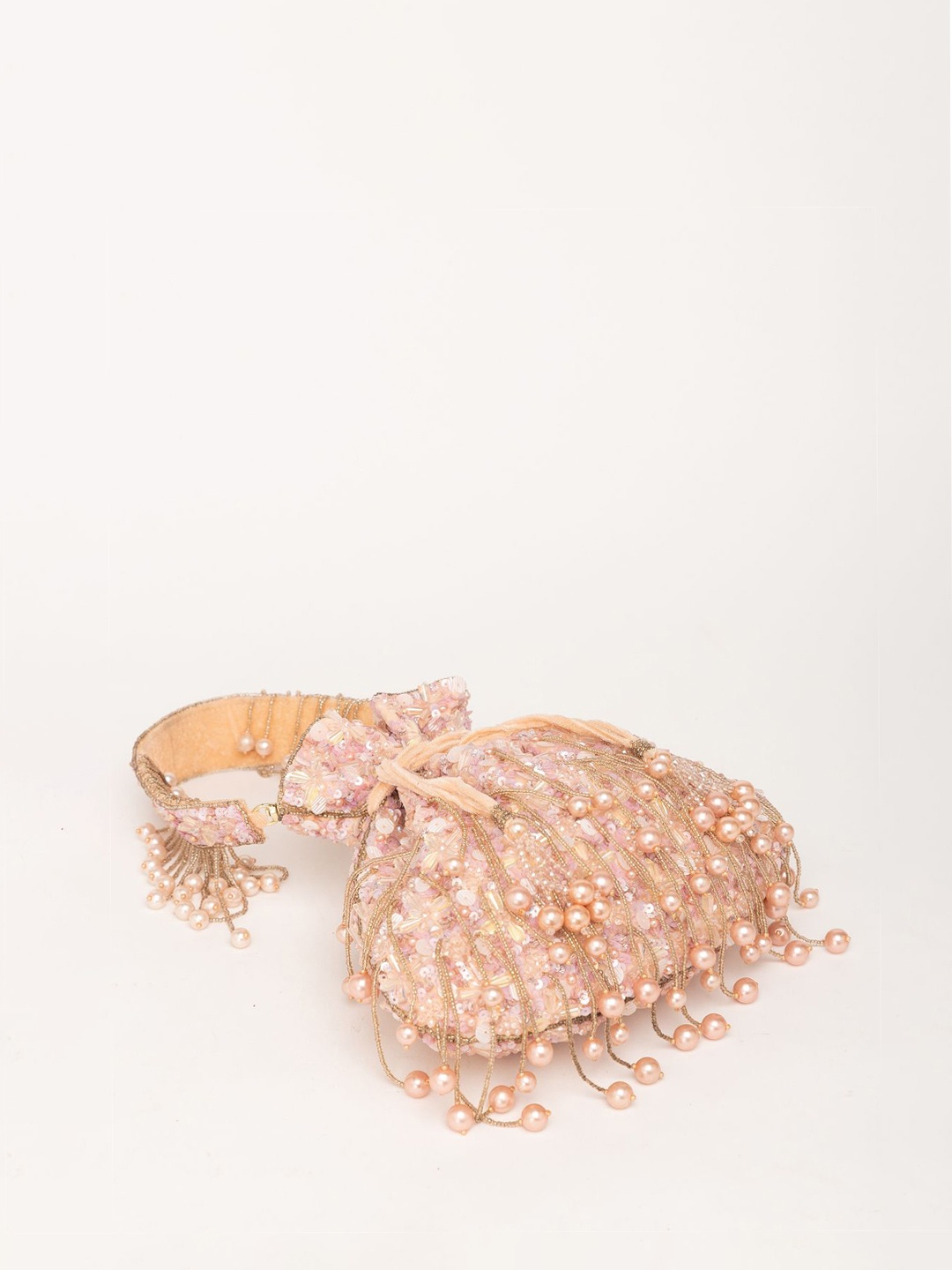 

EENA Embroidered Potli Clutch, Pink