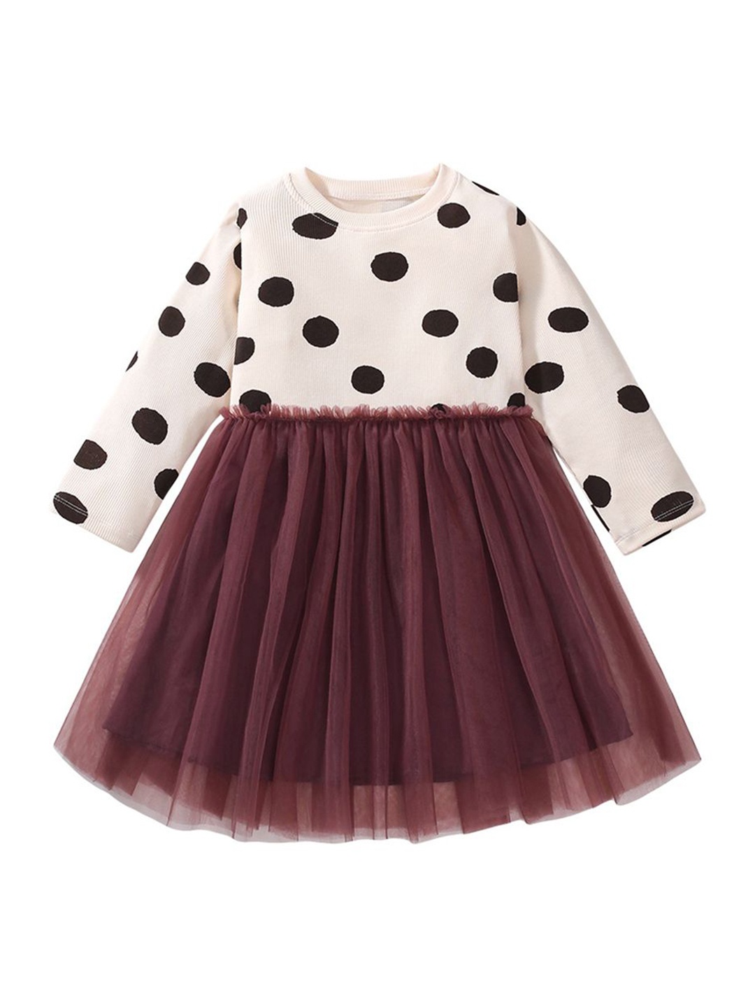 

StyleCast x Revolte Girls Polka Dot Print A-Line Midi Dress, Brown