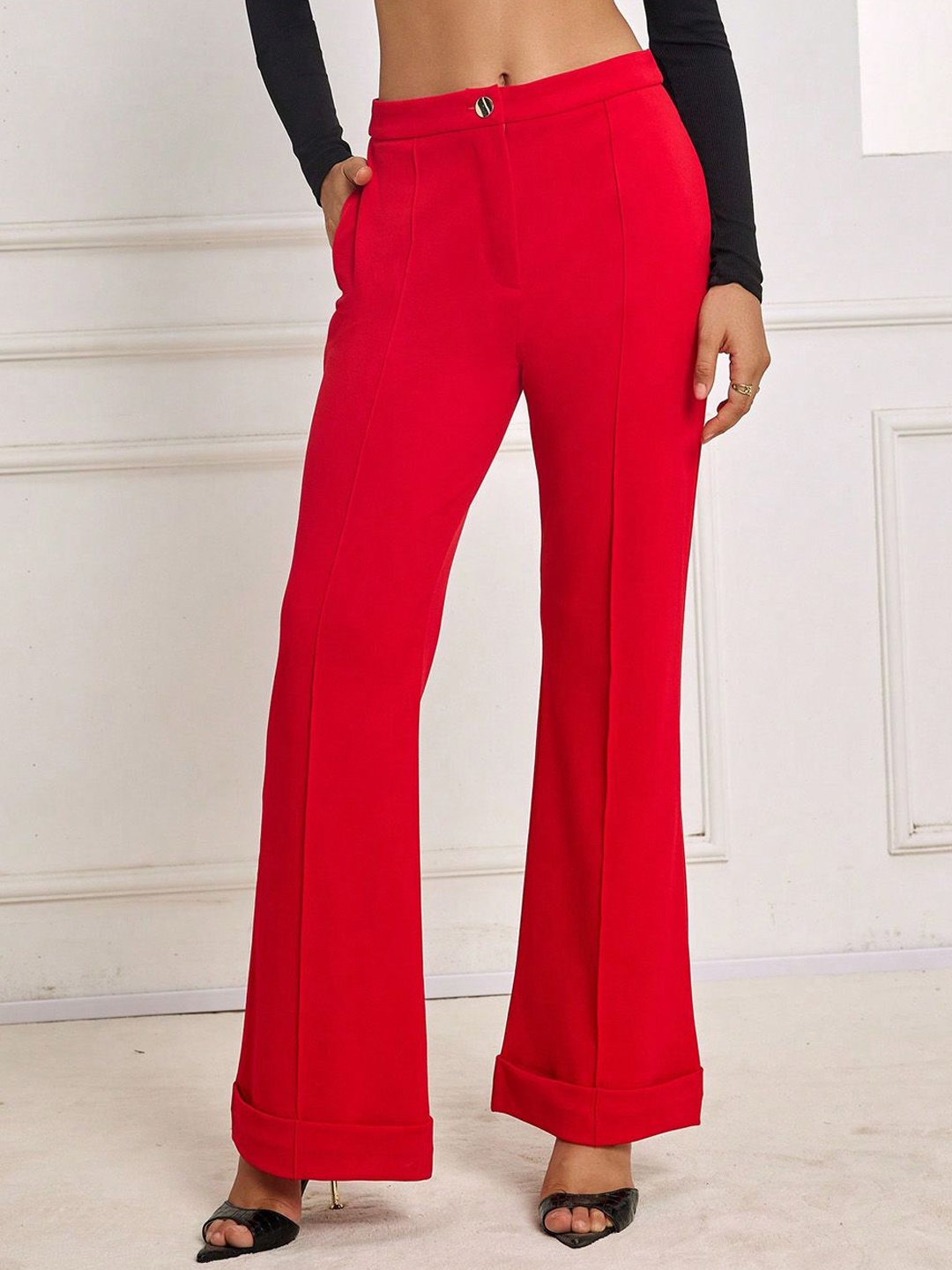 

StyleCast Women Solid Relaxed Stylish Trousers, Red