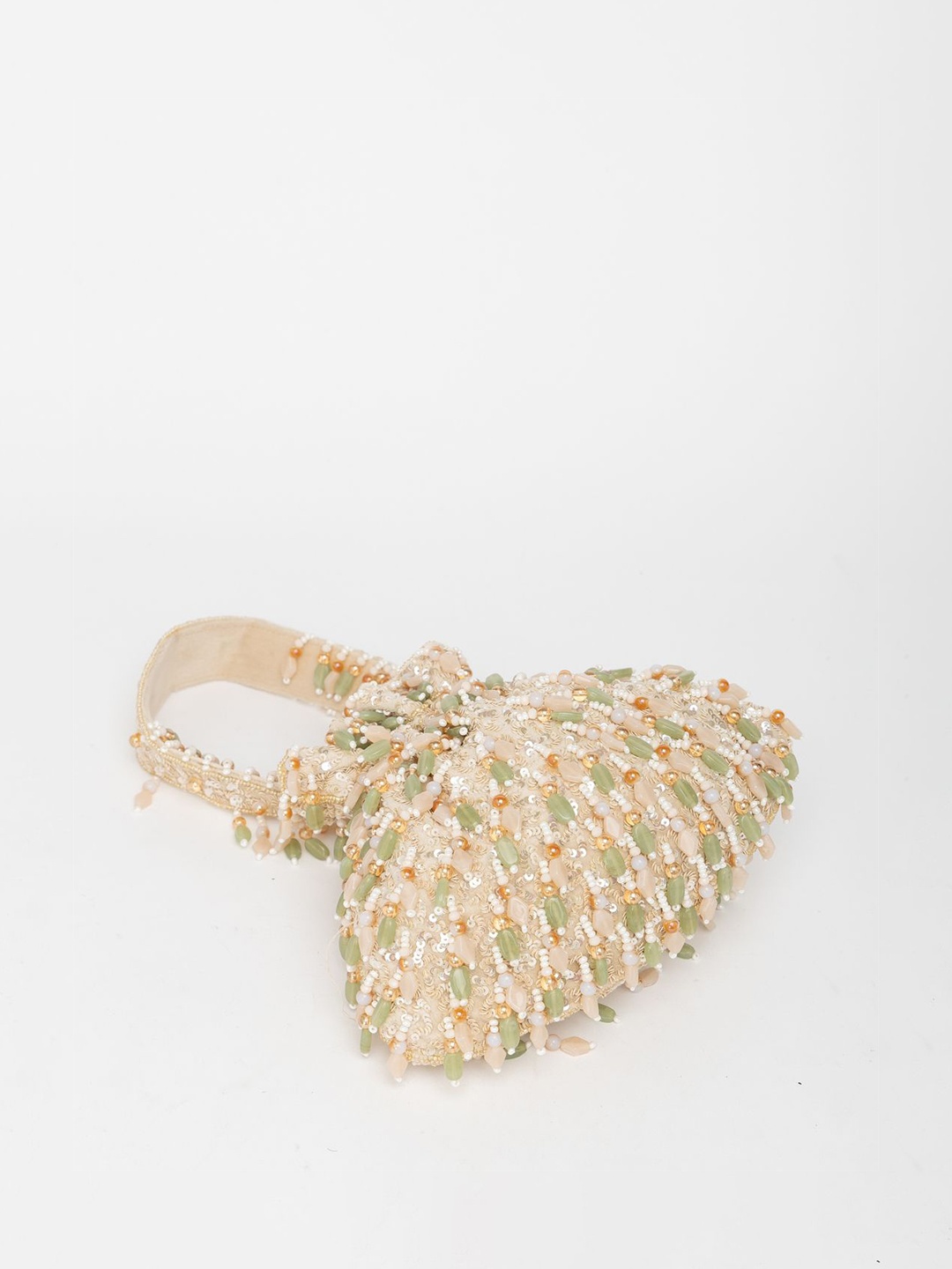 

EENA Embroidered Potli Clutch, Beige