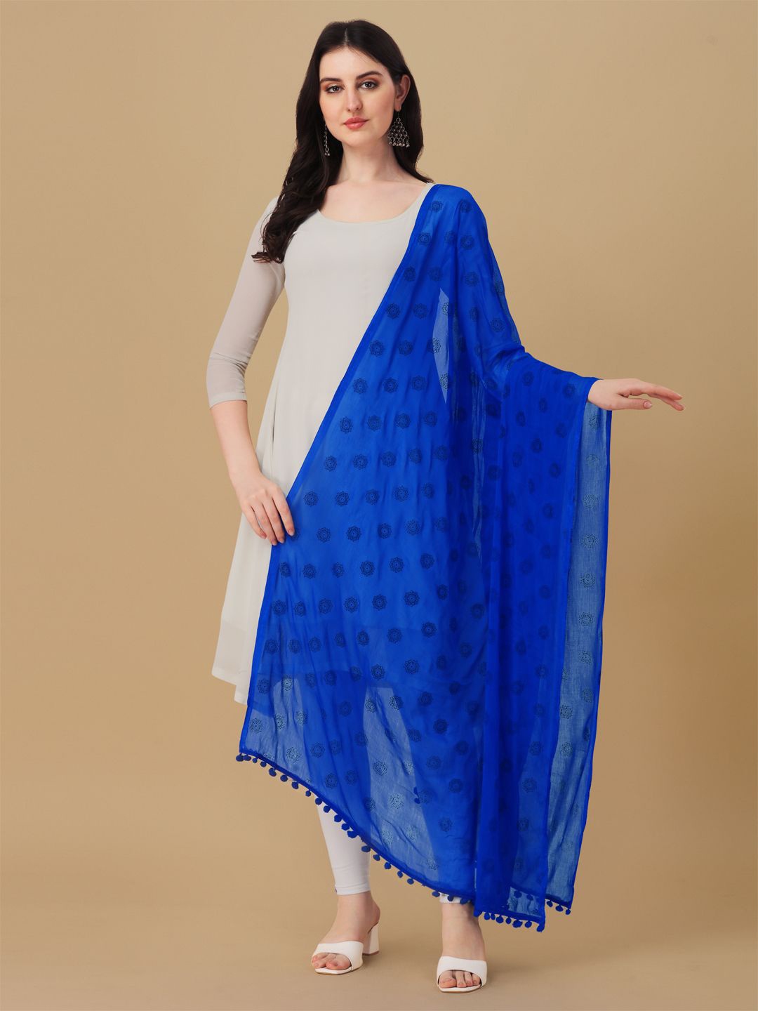 

Suha Ethnic Motifs Printed Chiffon Dupatta, Blue