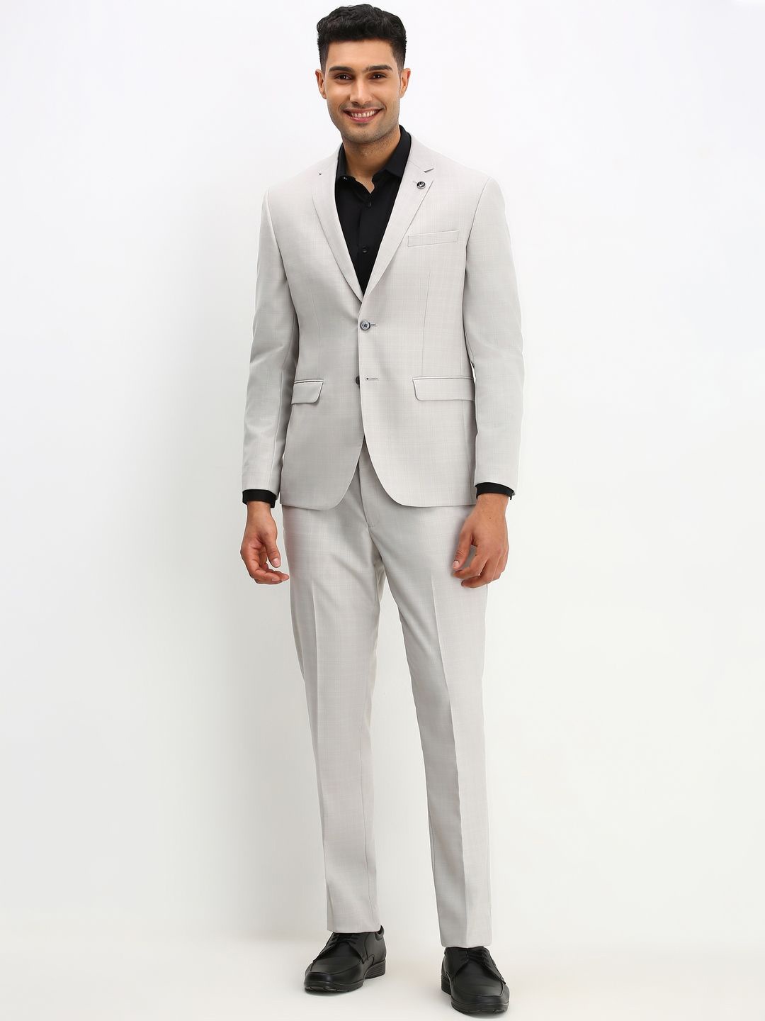 

Allen Solly Men Checked Single-Breasted Two-Piece Suit, Grey