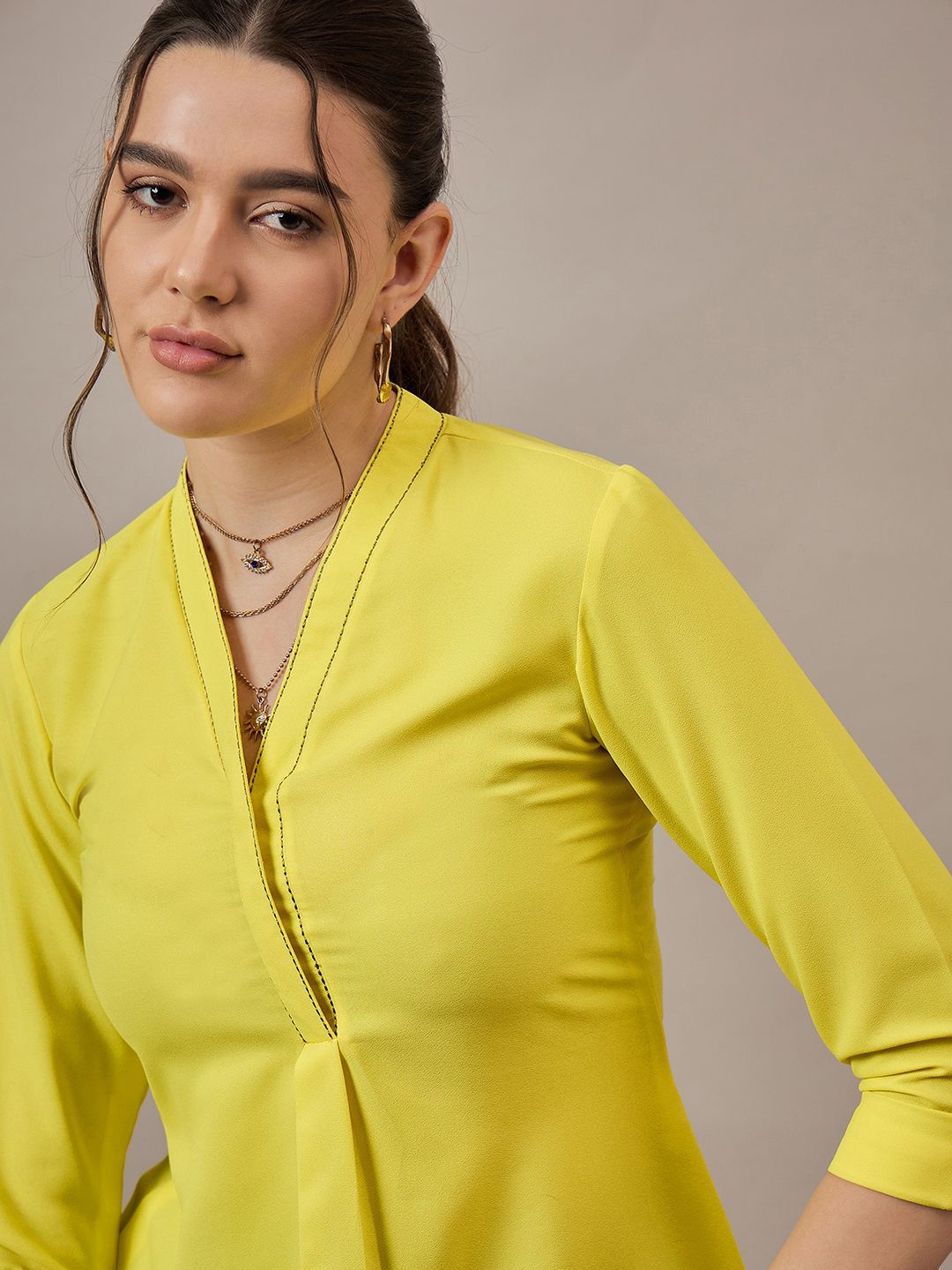 

The Roadster Lifestyle Co Embroidered A-Line Top, Yellow