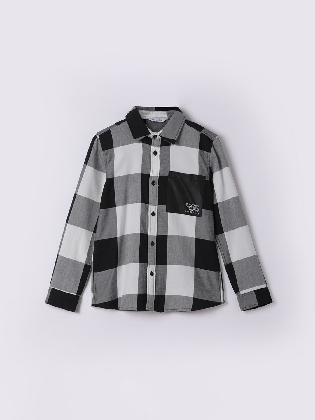 

Fame Forever by Lifestyle Boys Spread Collar Buffalo Checked Cotton Casual Shirt, Grey