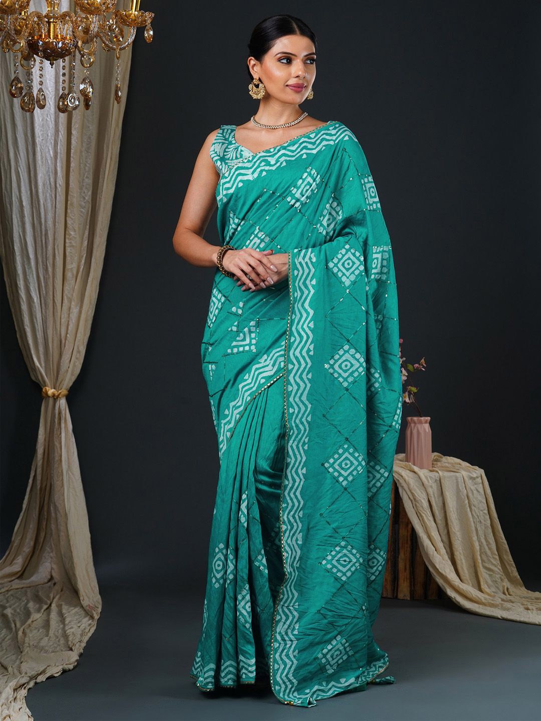 

Anouk Bagh Printed Sequinned Saree, Blue