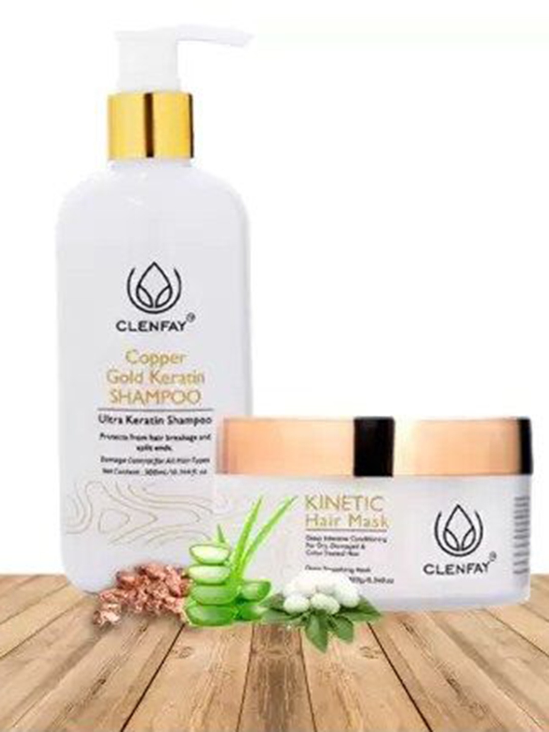 

clenfay Set Of 2 Copper Gold Ultra Keratin Shampoo & Hair Mask- 480ml, White