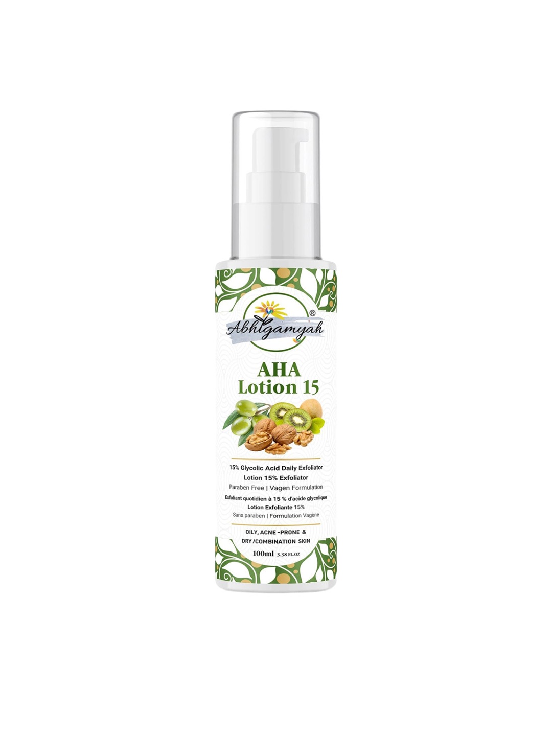 

Abhigamyah AHA Glycolic Acid Body Lotion 15 With For Deep Nourishment-100ml, White
