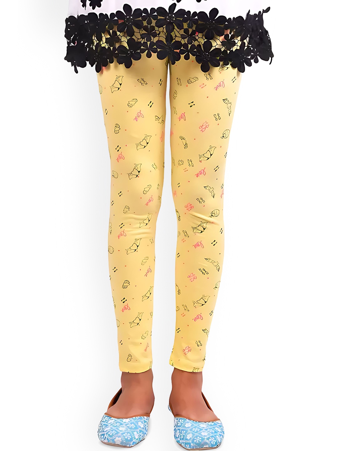 

BAESD Girls Printed Ankle-Length Leggings, Yellow