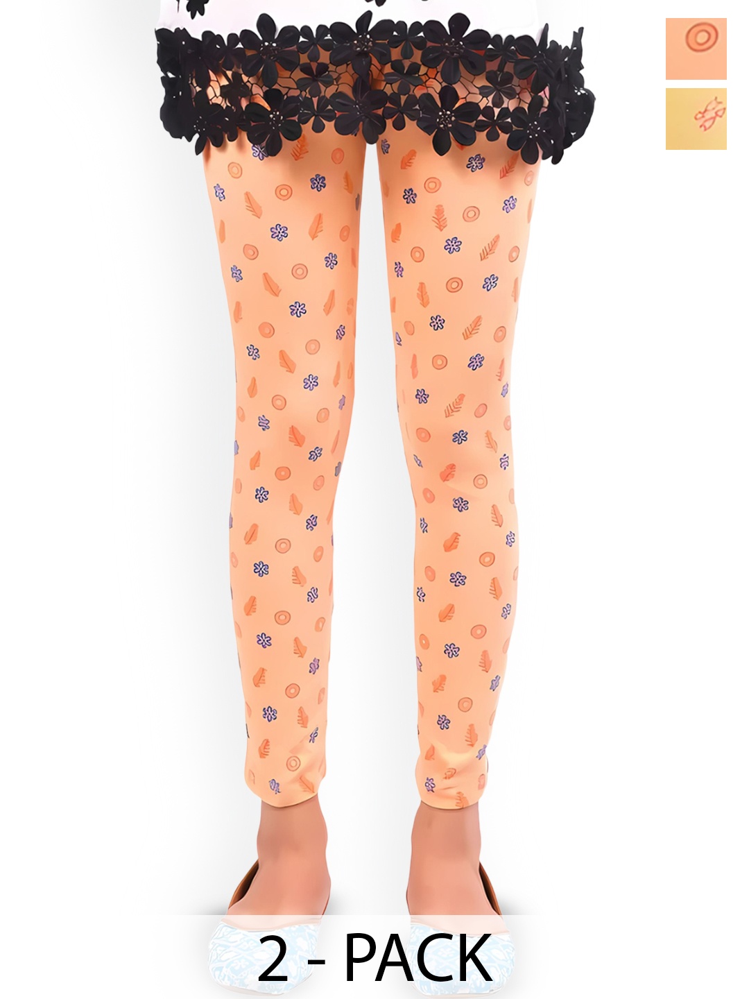 

BAESD Girls Pack Of 2 Printed Ankle-Length Leggings, Yellow