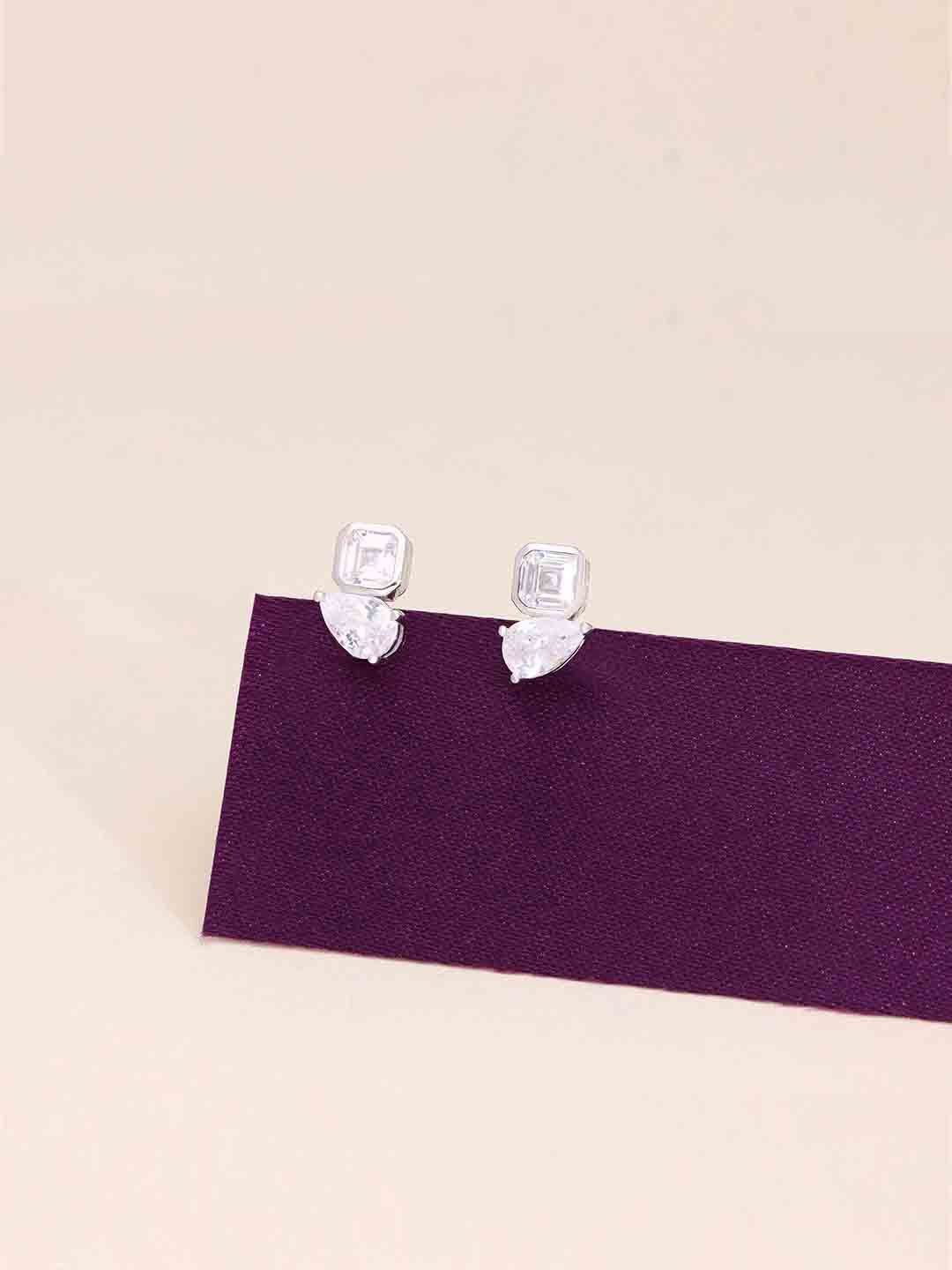 

KAI JEWEL Cubic Zirconia Contemporary Studs, Silver