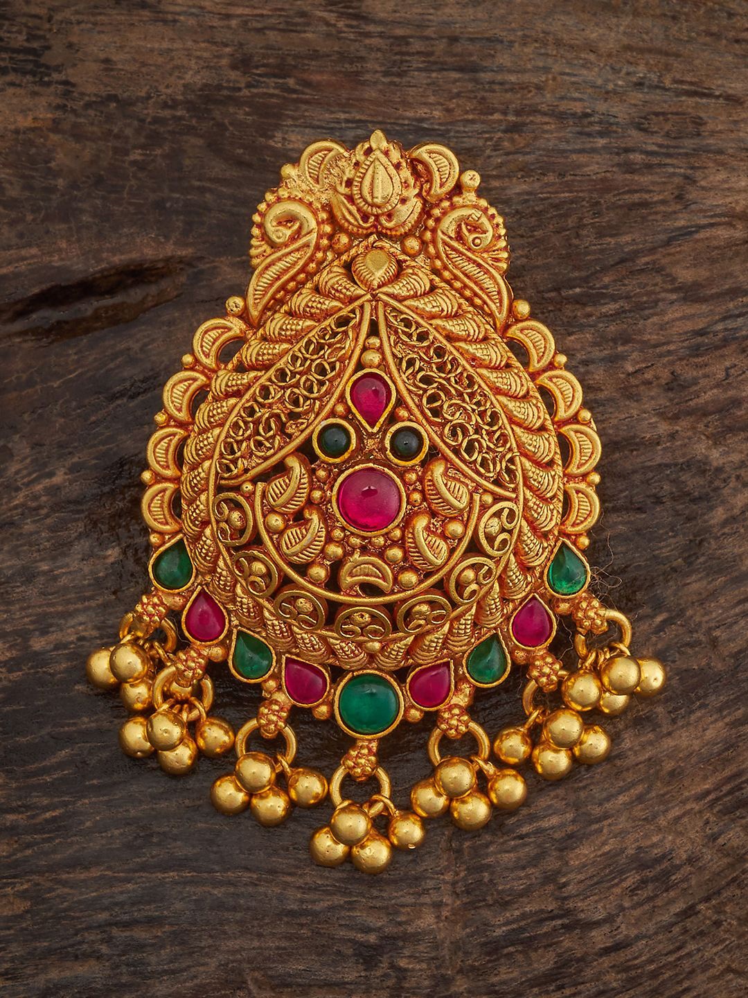 

Kushal's Fashion Jewellery 92.5 Pure Silver Gold-Plated Peacock Shaped Pendants