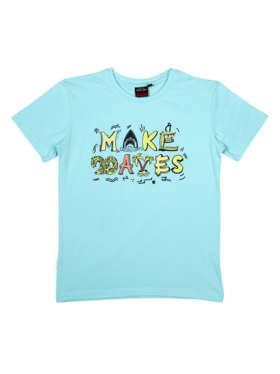 

Gini and Jony Boys Typography Printed Round Neck Cotton T-shirt, Blue