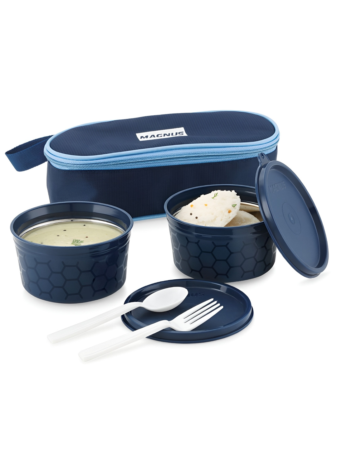 

MAGNUS Blue Stainless Steel Dishwasher and Microwave Safe Lunch Box