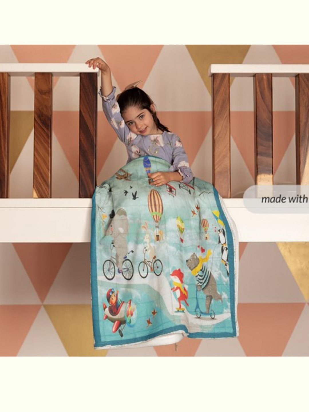 

NEW COMERS Blue & Grey Contemporary Ac Room 210 GSM Single Baby and Kids Bed Quilt