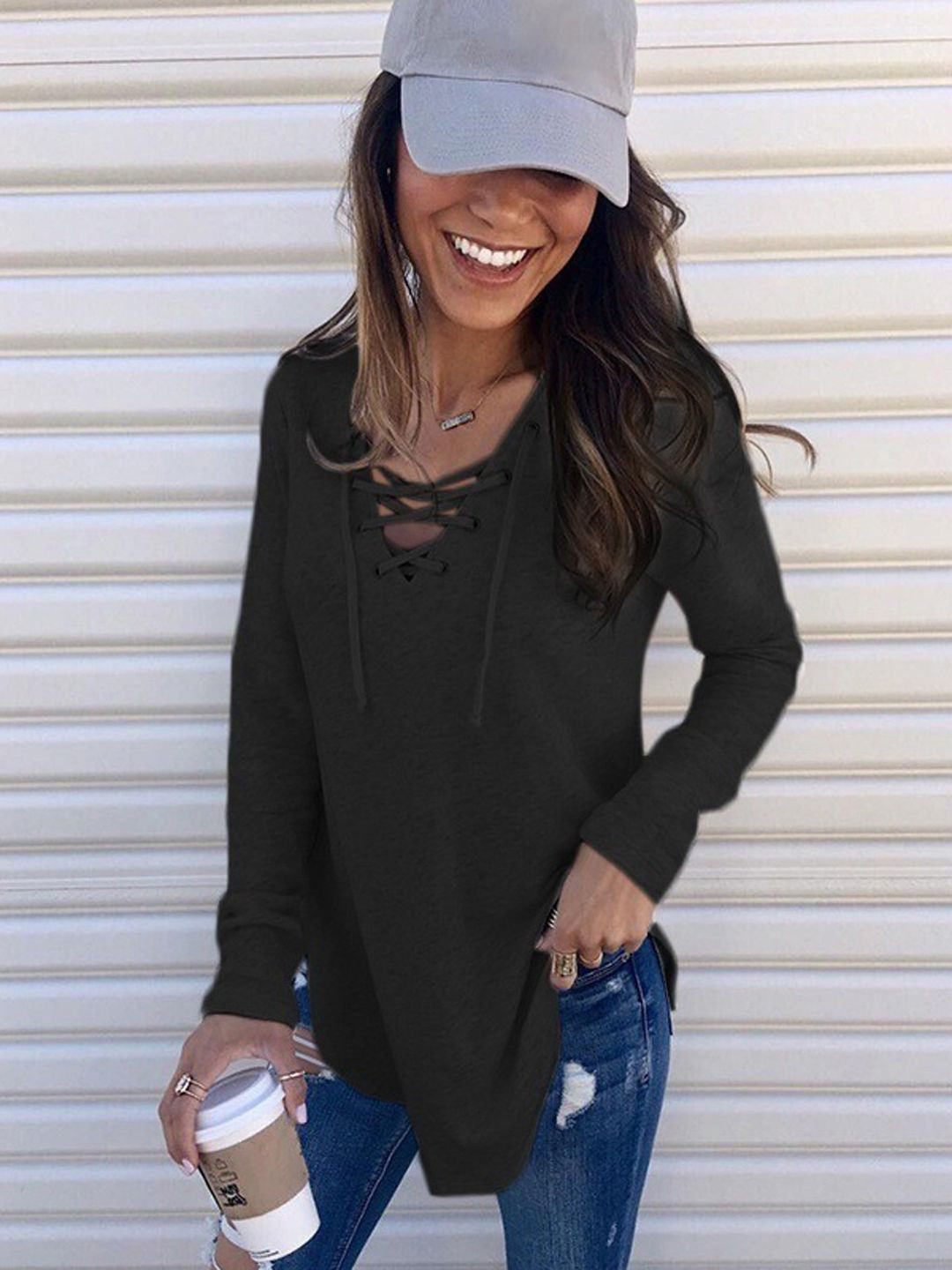 

StyleCast Striped Georgette Top, Black