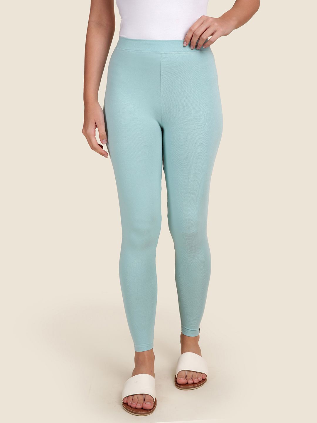 

TWIN BIRDS Women Solid Super Stretch Viscose Ankle Length Leggings, Sea green