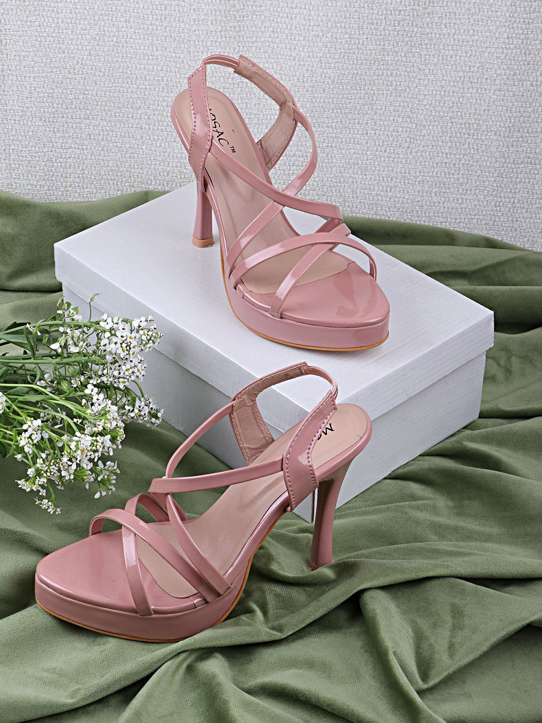 

MOSAC High-Top Stiletto Sandals, Peach