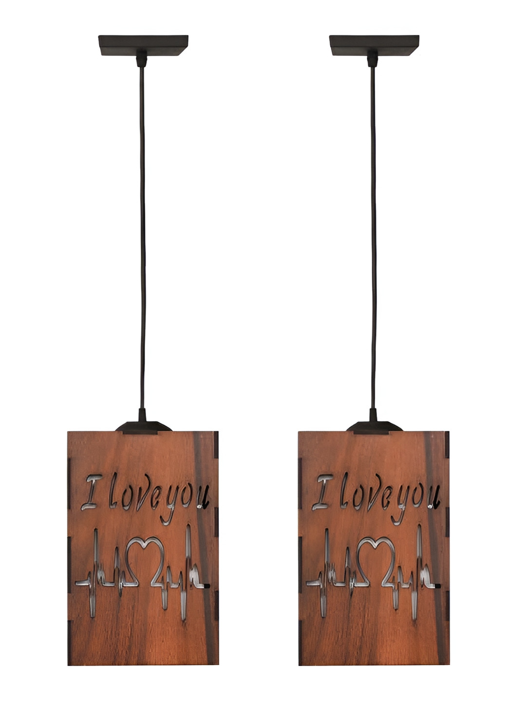 

Afast Black & Brown 2 Pieces Textured Wooden Rectangle Ceiling Lamp
