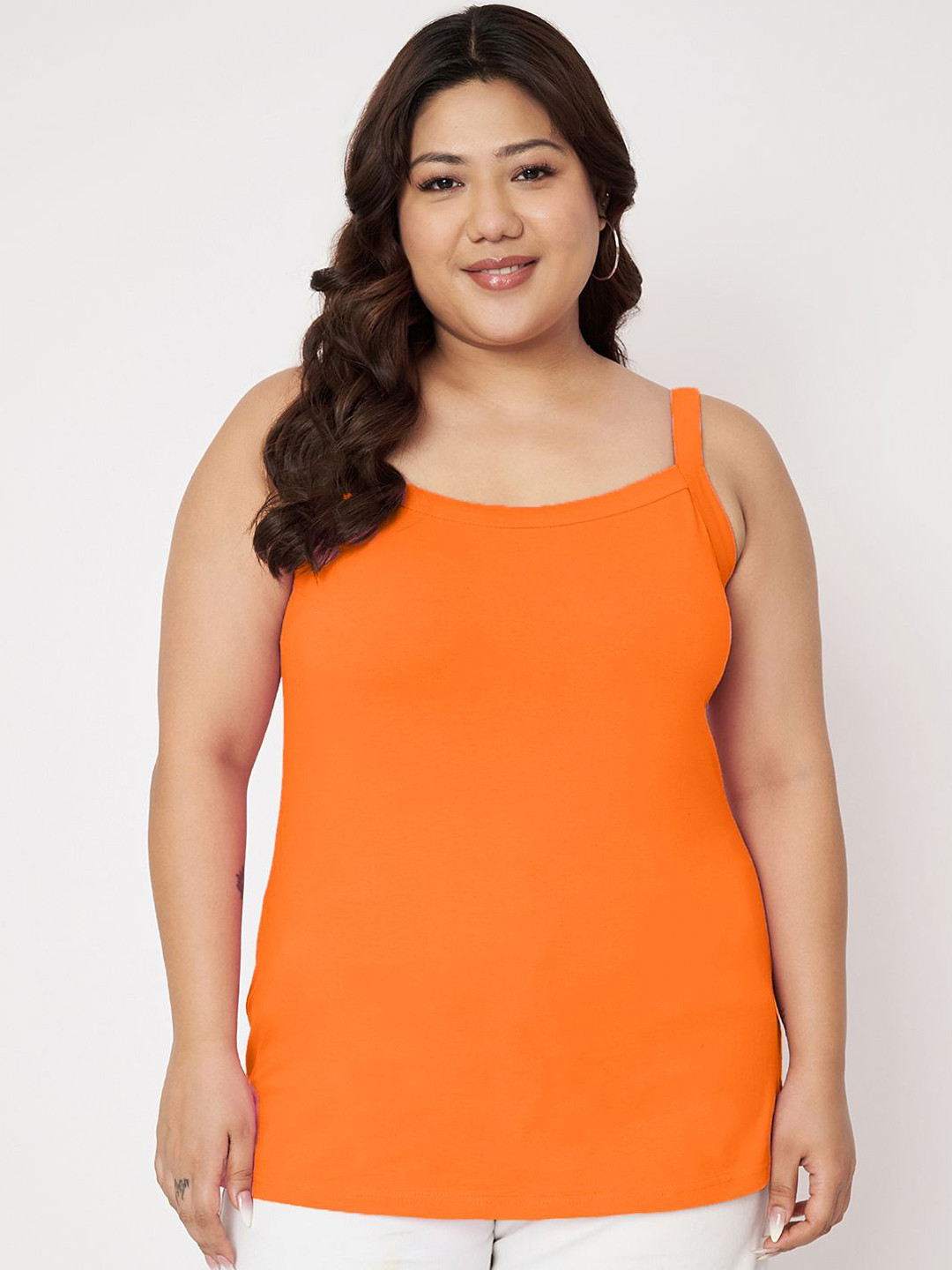 

BRINNS Plus Size Solid Non-Padded Camisole, Orange