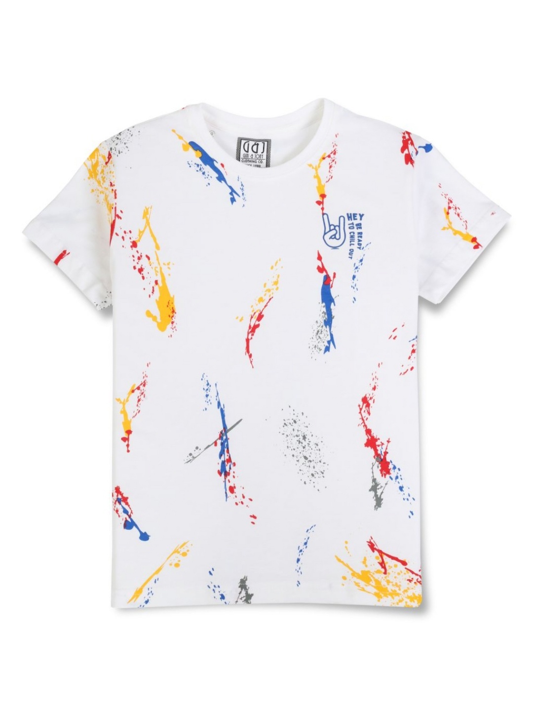 

Gini and Jony Boys Abstract Printed Round Neck Cotton T-shirt, White