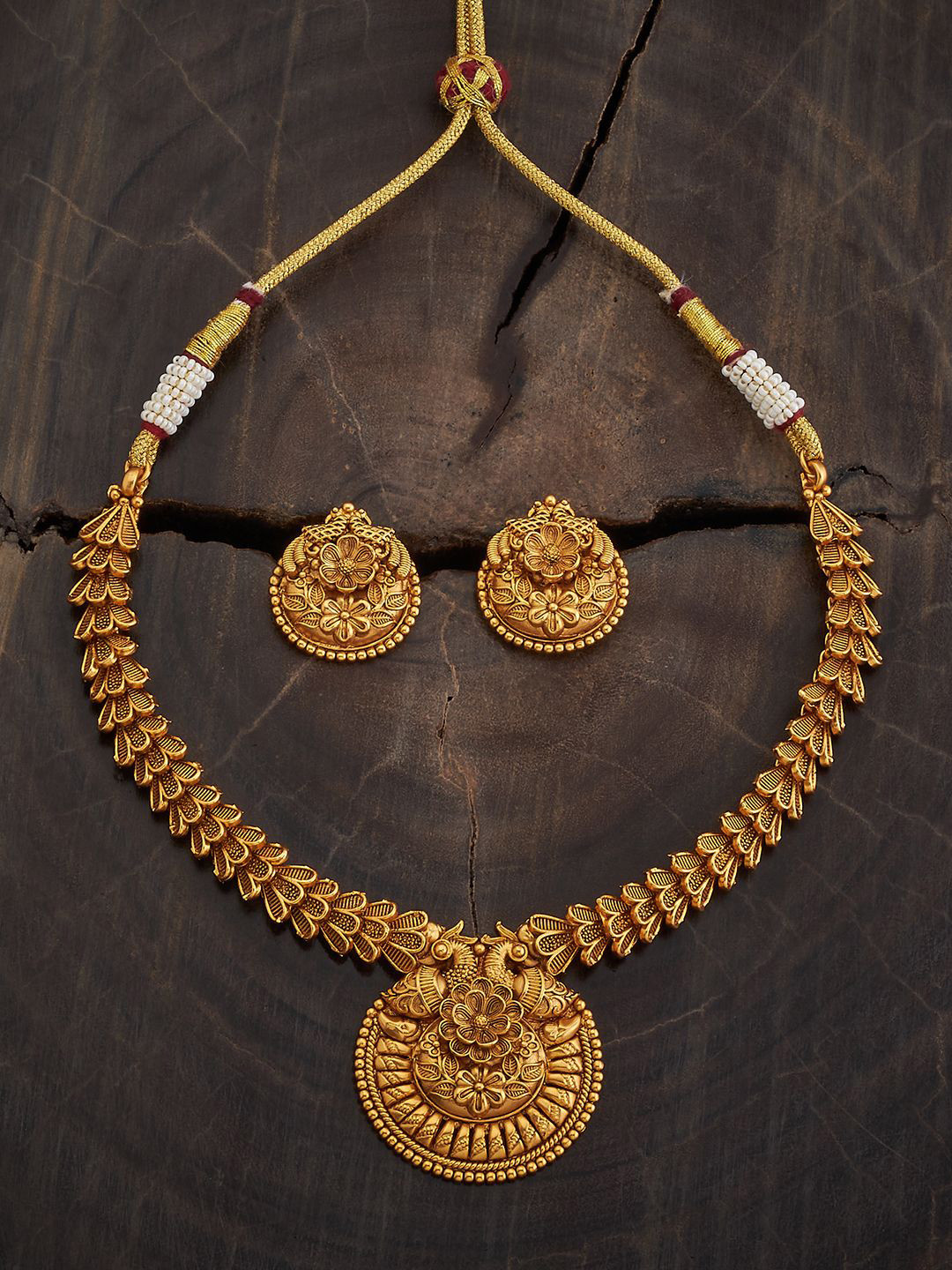 

Kushal's Fashion Jewellery Gold-Plated Copper Antique Jewellery Set