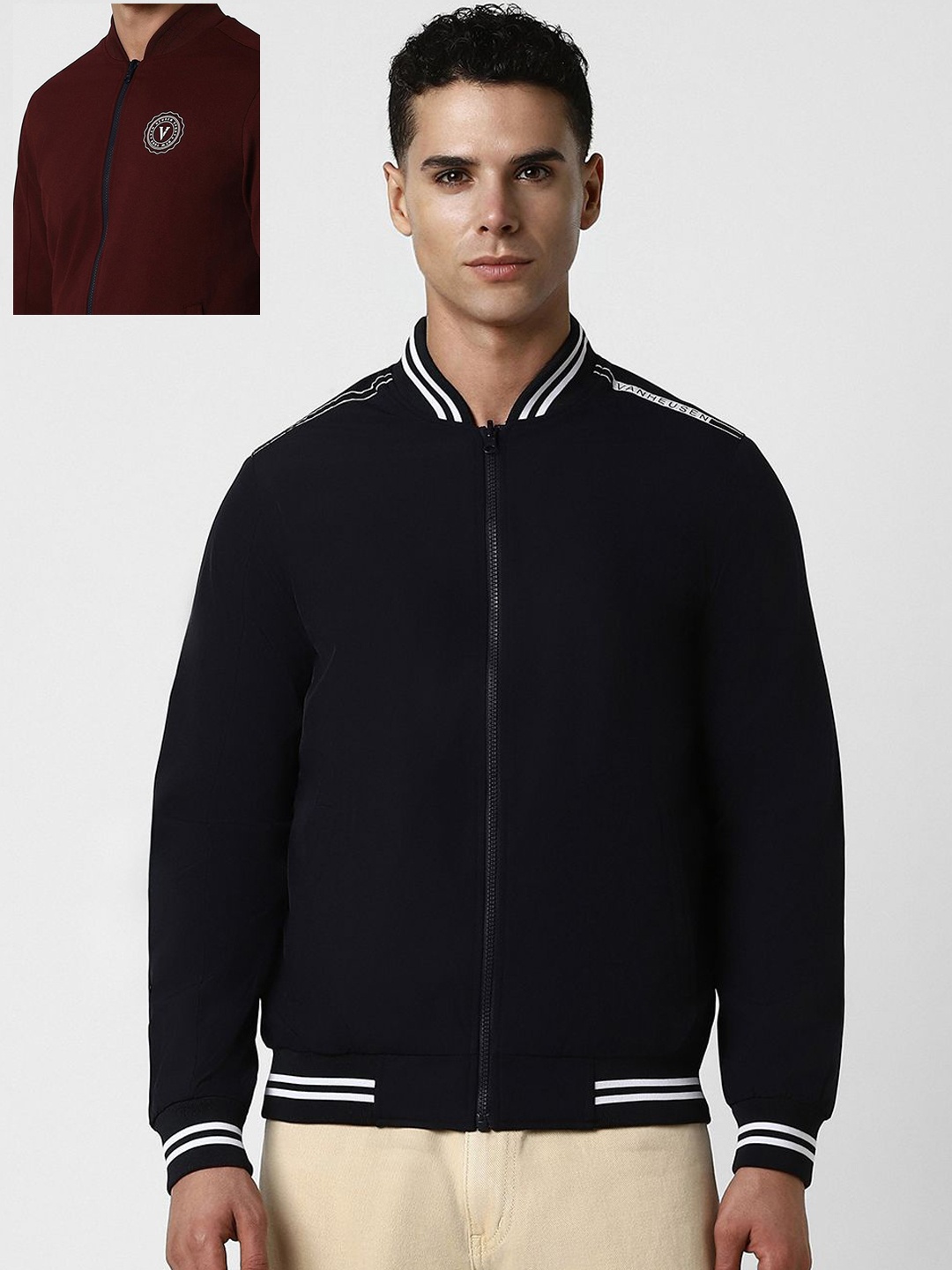 

Van Heusen Sport Men Reversible Bomber Jacket, Maroon
