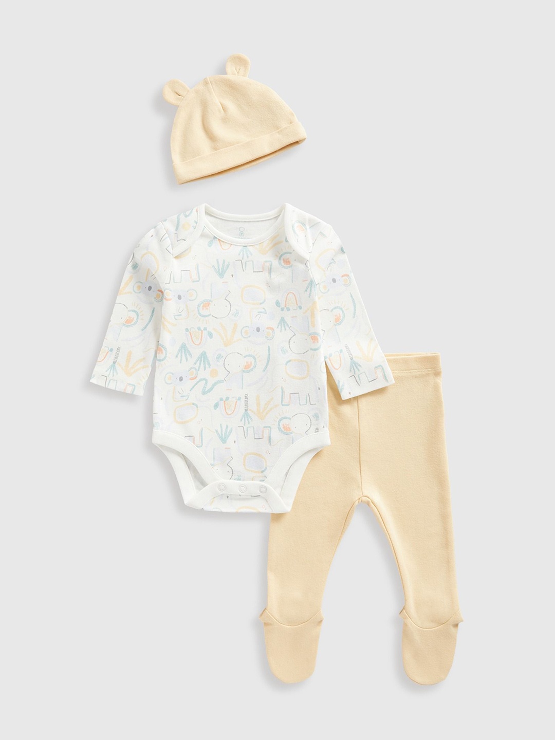 

mothercare Kids Printed Pure Cotton Top with Leggings, White