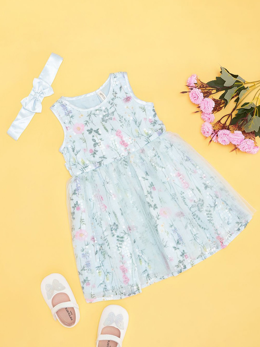 

Pantaloons Baby Floral Print Fit & Flare Dress, Blue