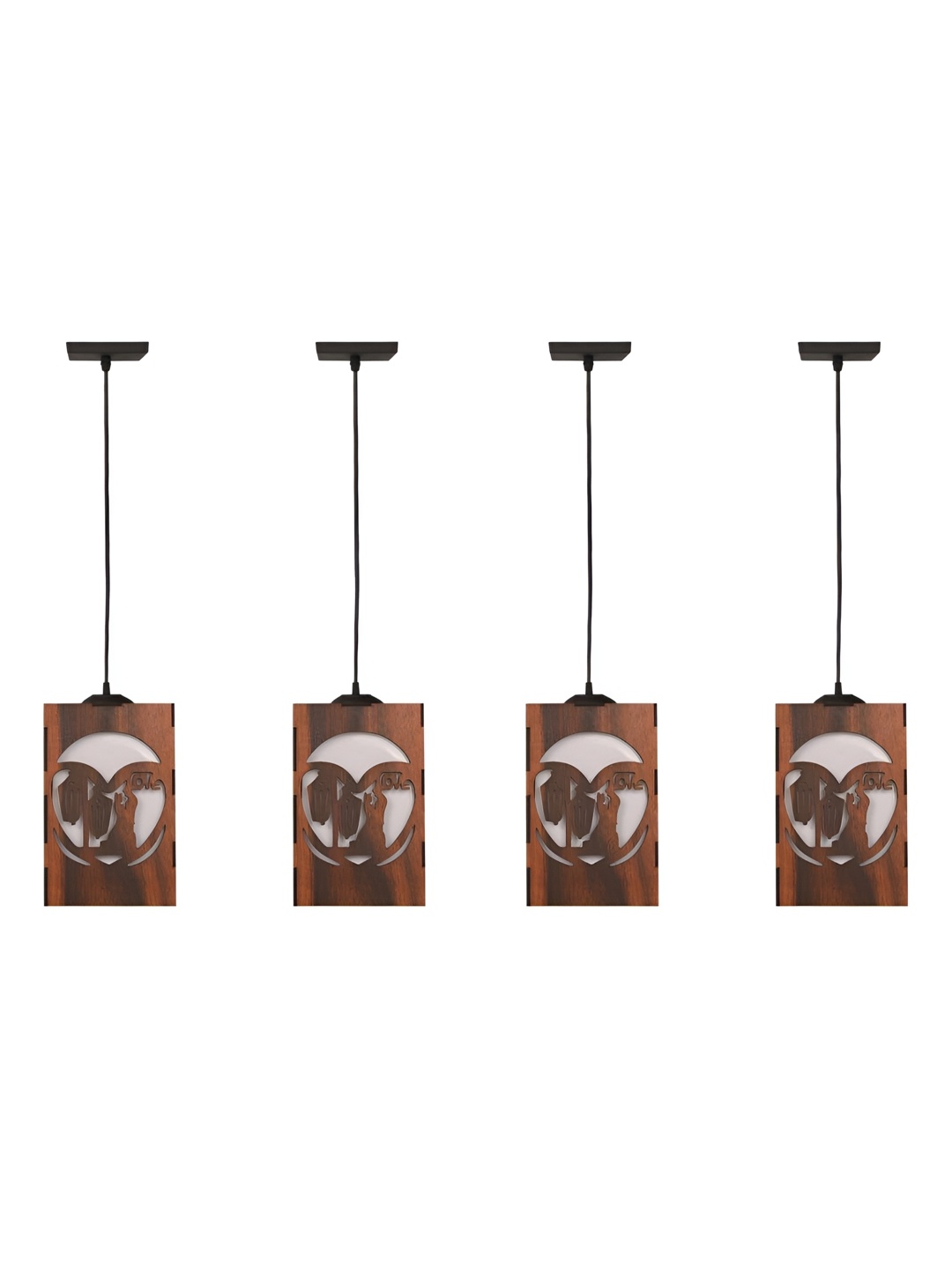 

Afast Black & Brown 4 Pieces Textured Wooden Rectangle Ceiling Lamp