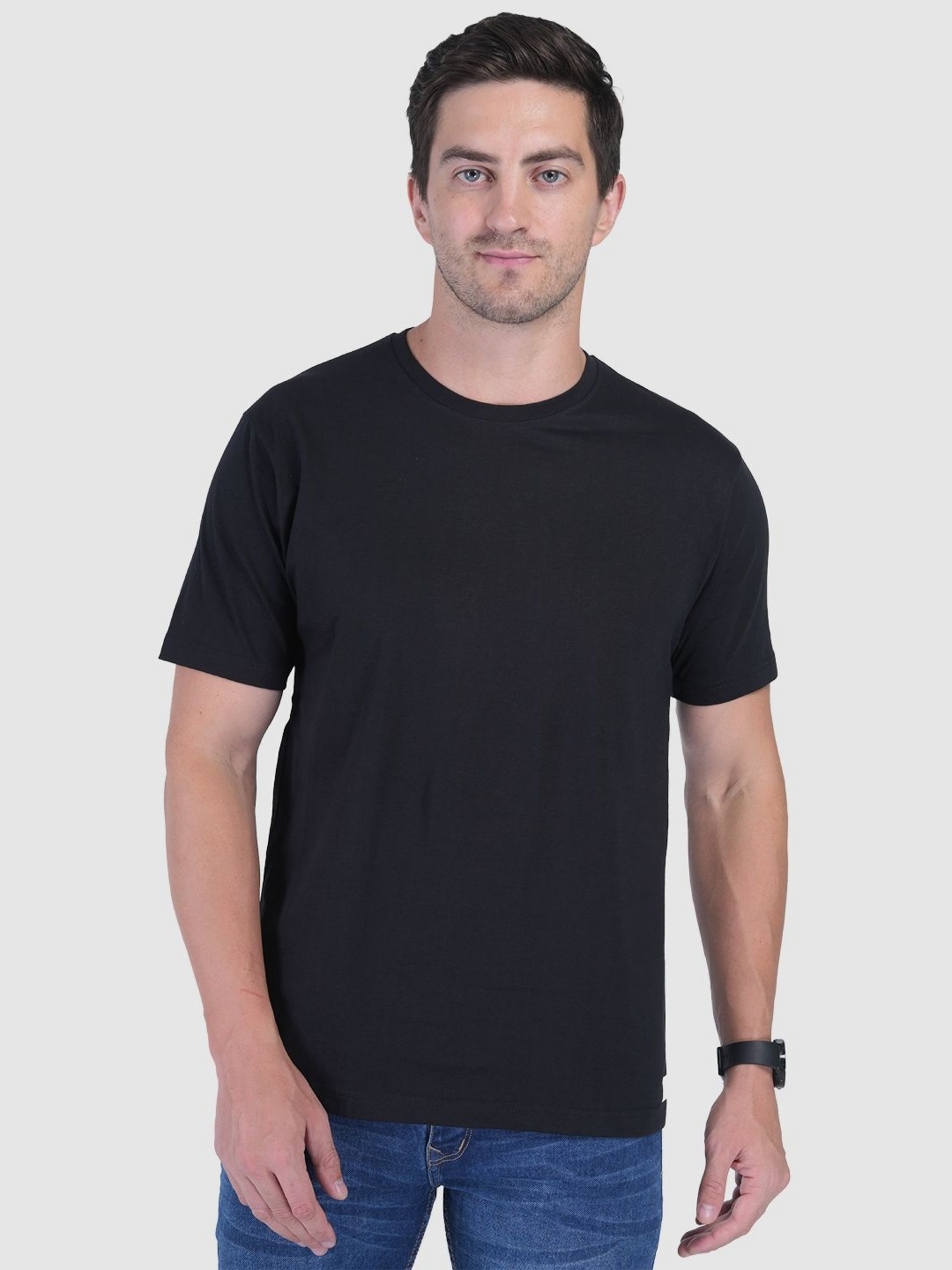 

PALATT Boys Solid Round Neck Pure Cotton T-shirt, Black