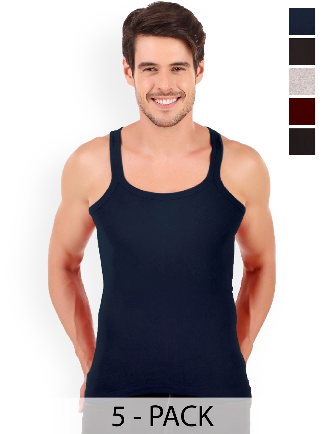 

inner element Pack Of 5 Sleeveless Gym Vest 111_GYMVEST_PK5_XS, Black