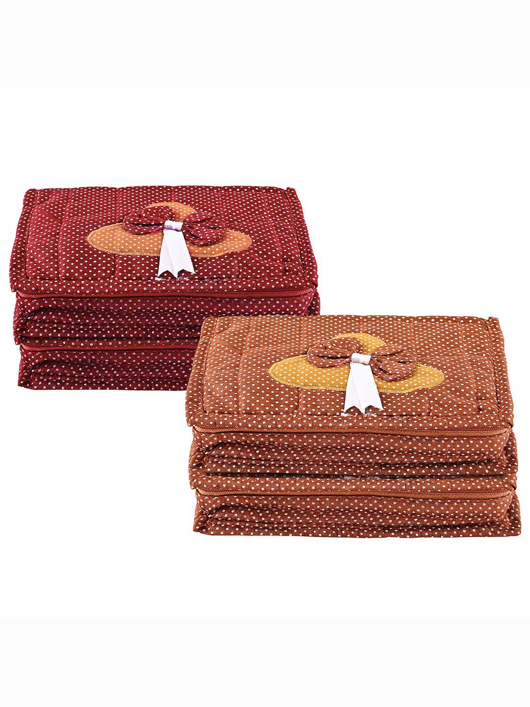 

Kuber Industries Maroon 4 Pieces Polka Dot Printed Jewellery Organiser