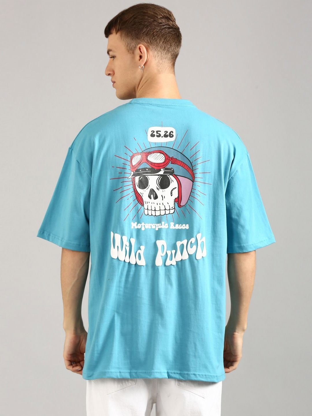 

Joven Men Graphic Printed Round Neck Cotton Oversized T-shirt, Blue