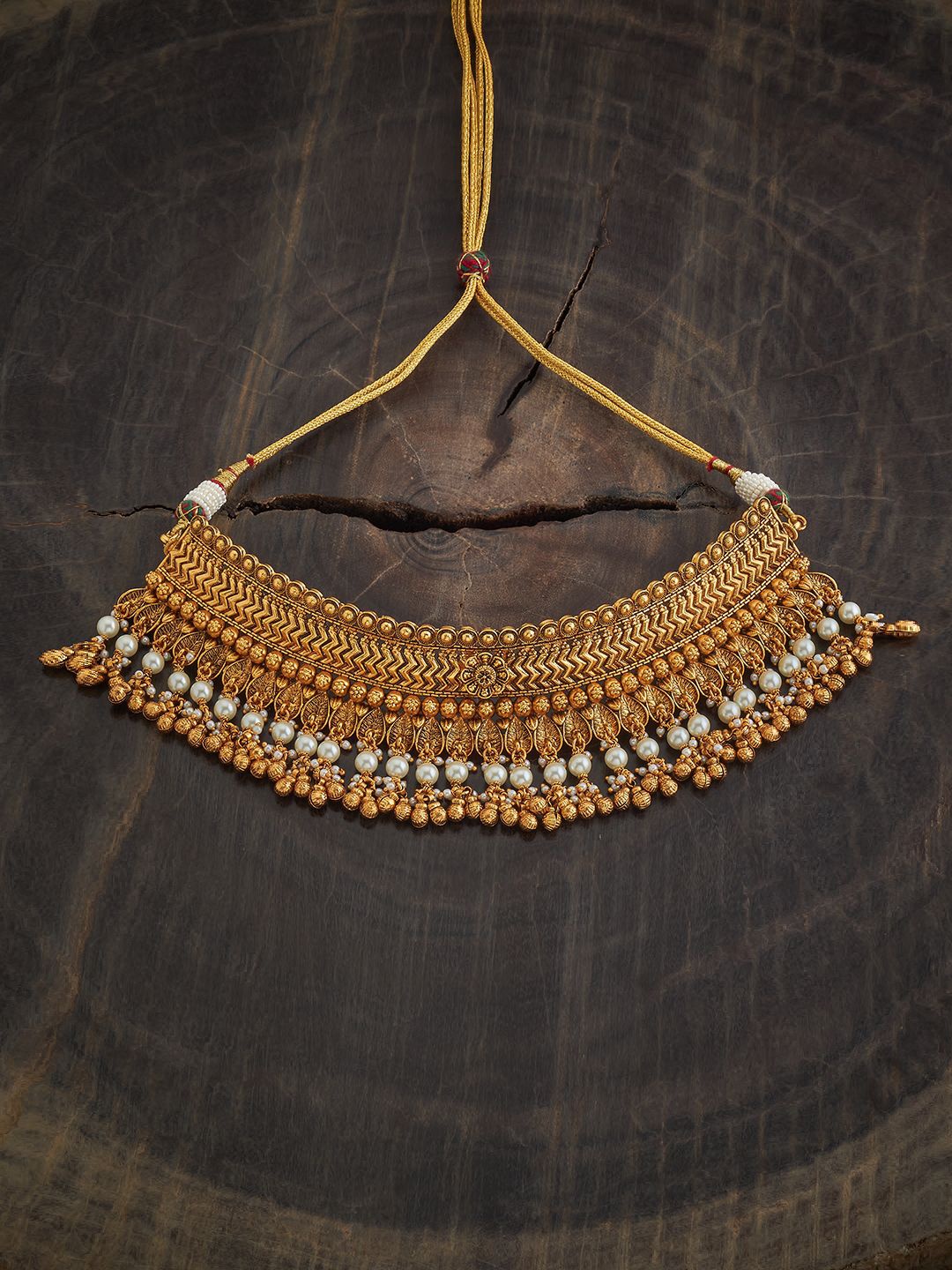 

Kushal's Fashion Jewellery Gold-Plated Beaded Antique Necklace