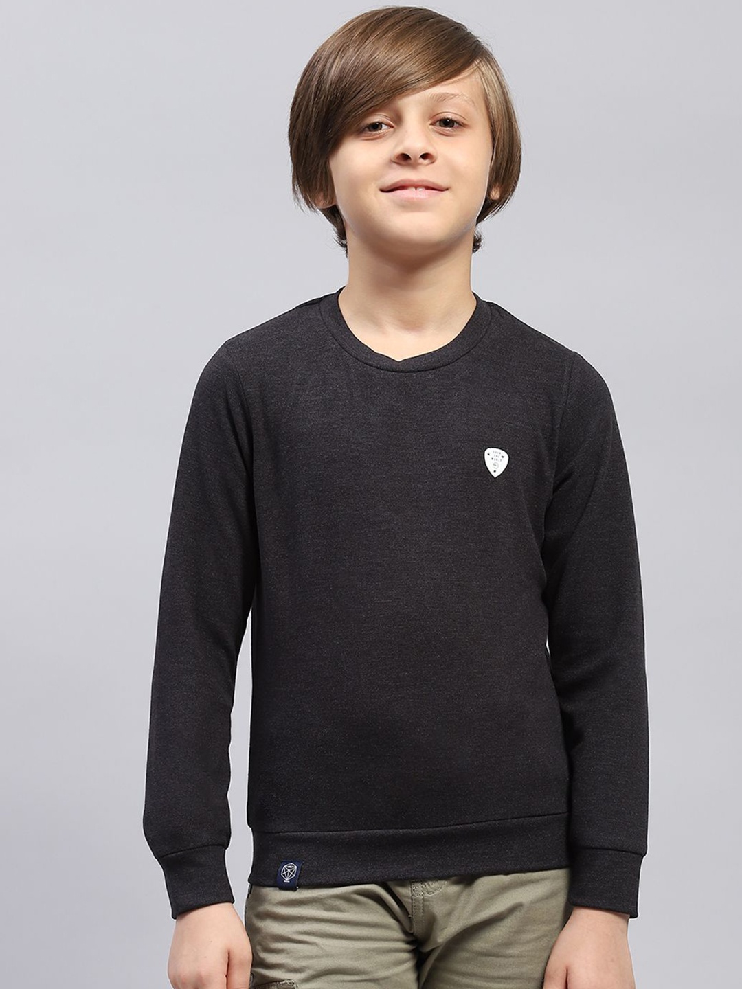 

Monte Carlo Boys Solid Round Neck Sweatshirt, Grey
