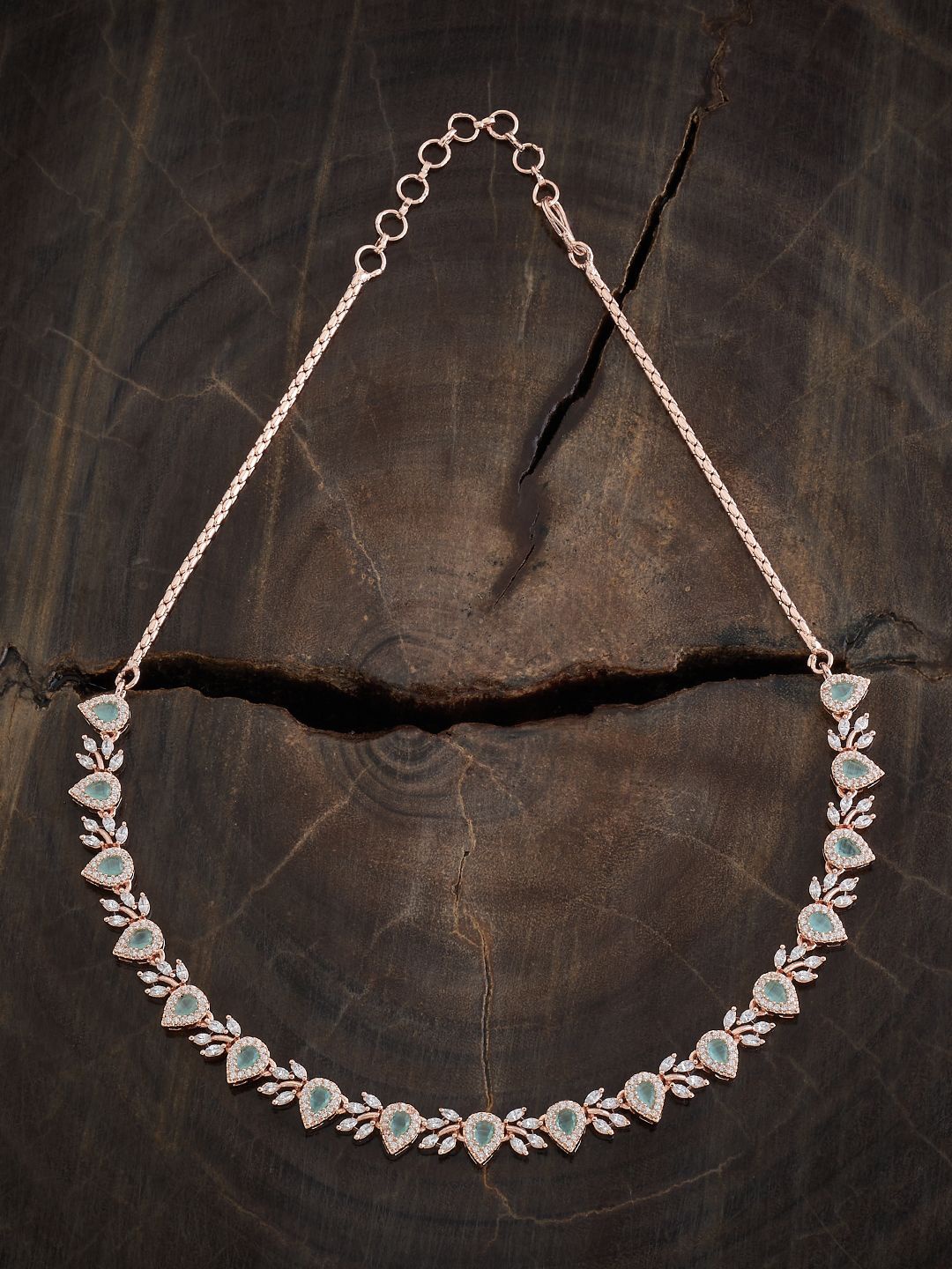 

Kushal's Fashion Jewellery Rose Gold-Plated Cubic Zirconia Studded Necklace