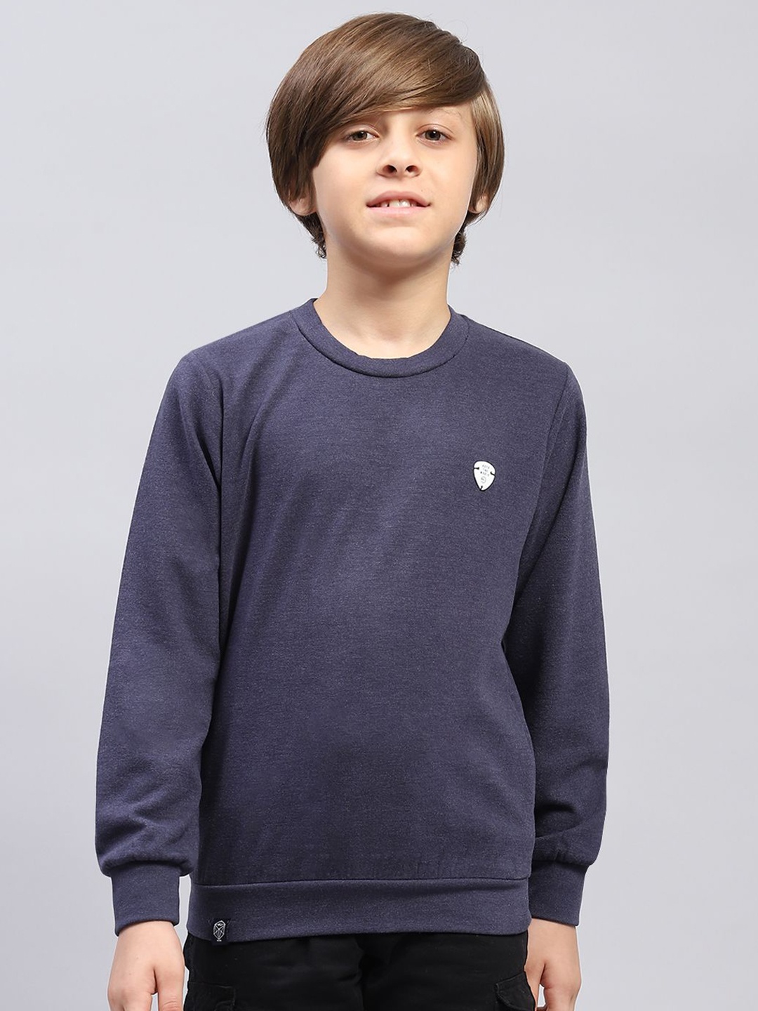 

Monte Carlo Boys Solid Round Neck Cotton Sweatshirt, Navy blue