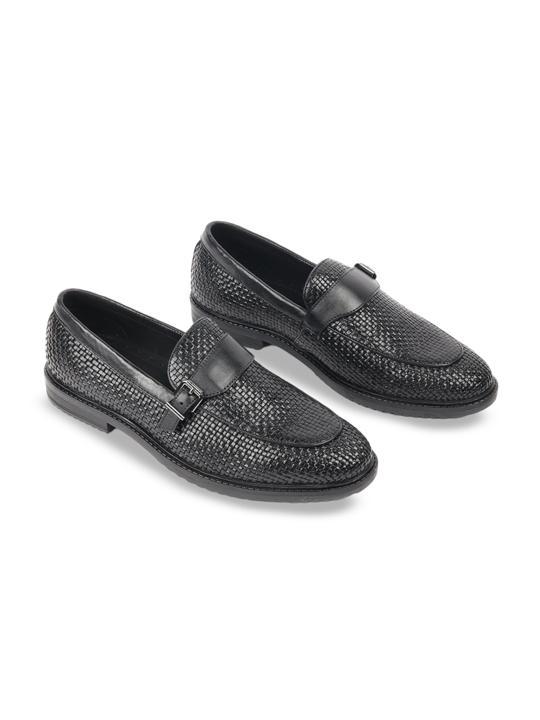 

ODETTE Men Textured Formal Loafers, Black