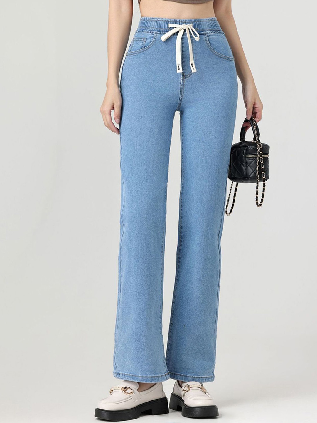 

LULU & SKY Women Straight Fit High-Rise Highly Distressed Jeans, Blue