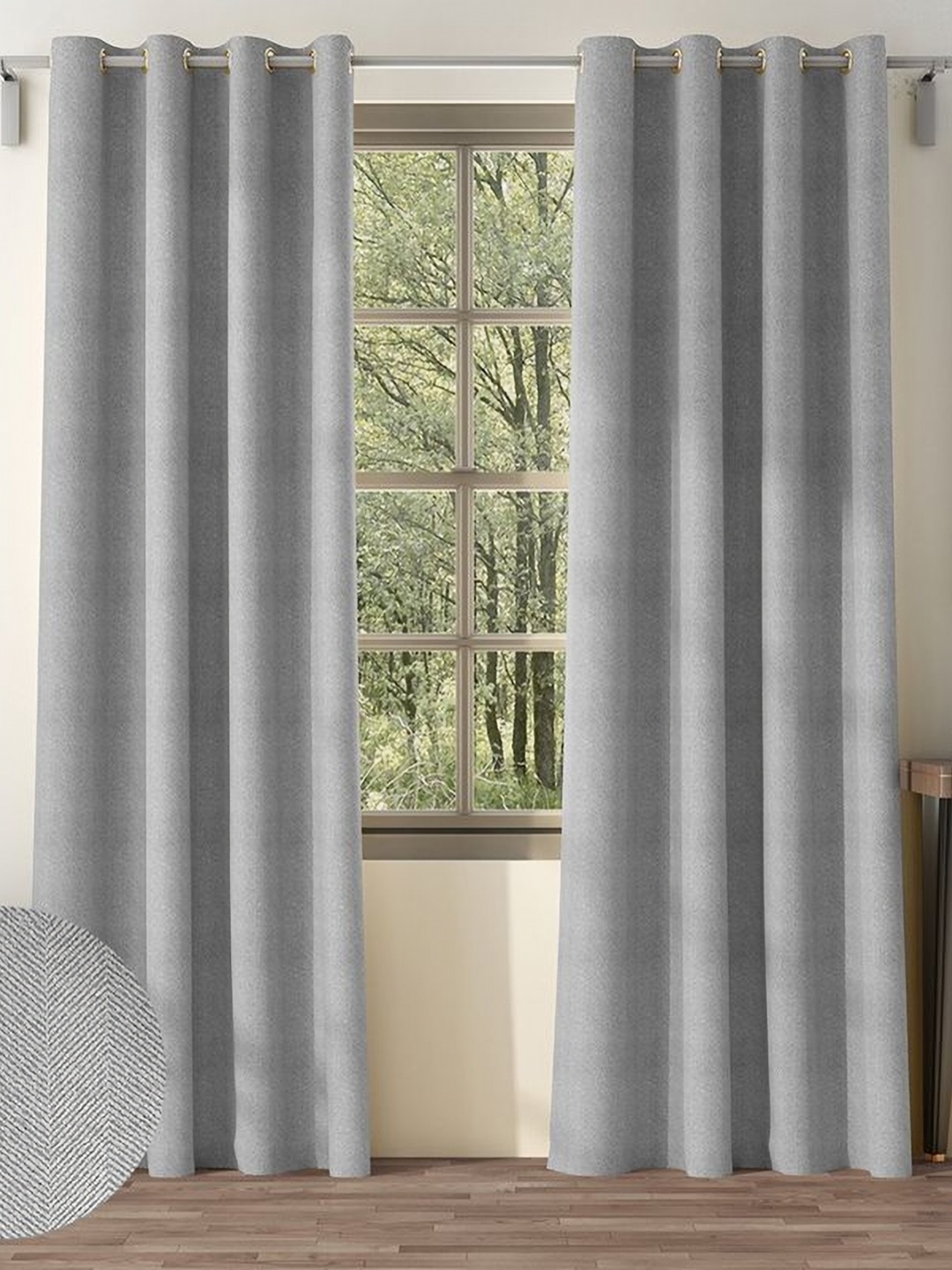 

Nefertiti Home Grey 2 Pieces Black Out Door Curtain