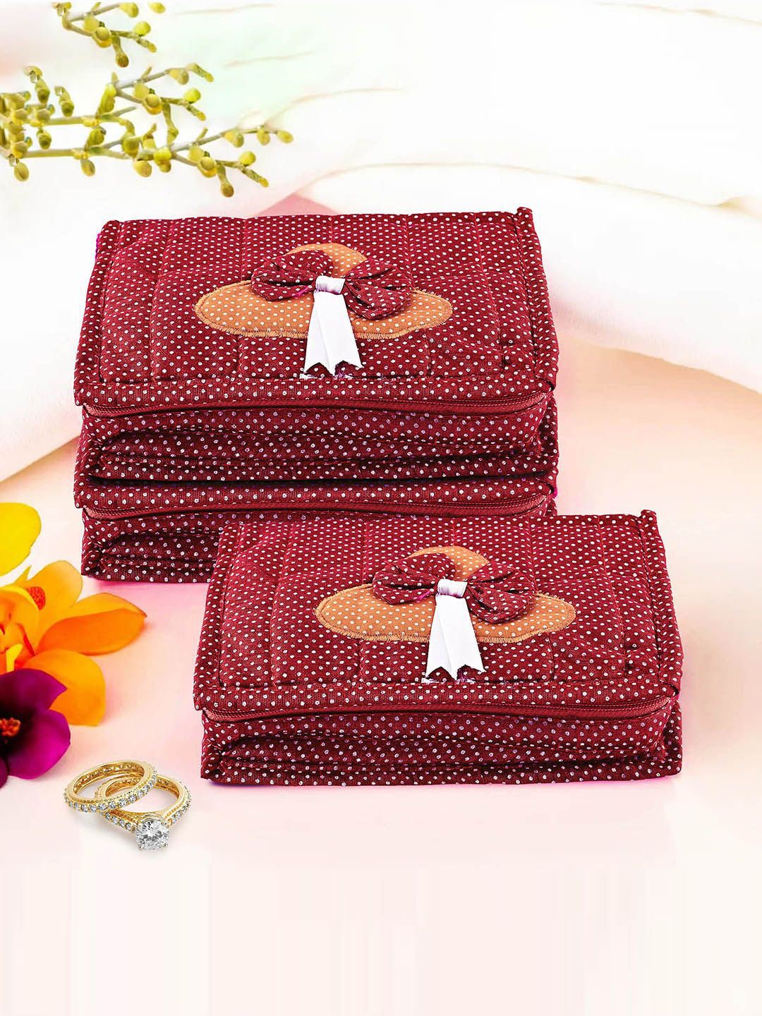 

Kuber Industries Maroon 3 Pieces Printed Jewellery Organisers